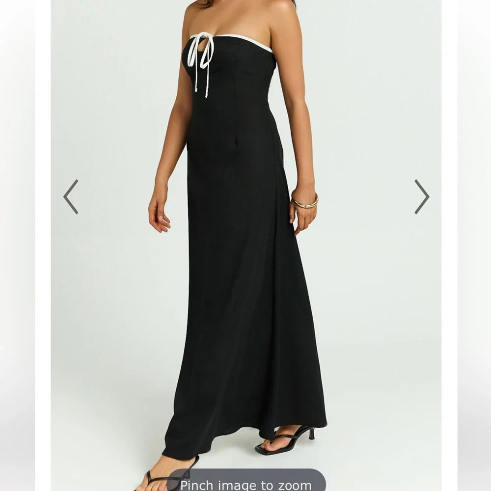 Showpo Black and White Strapless Tie Front Dress Maxi - Picture 3 of 6
